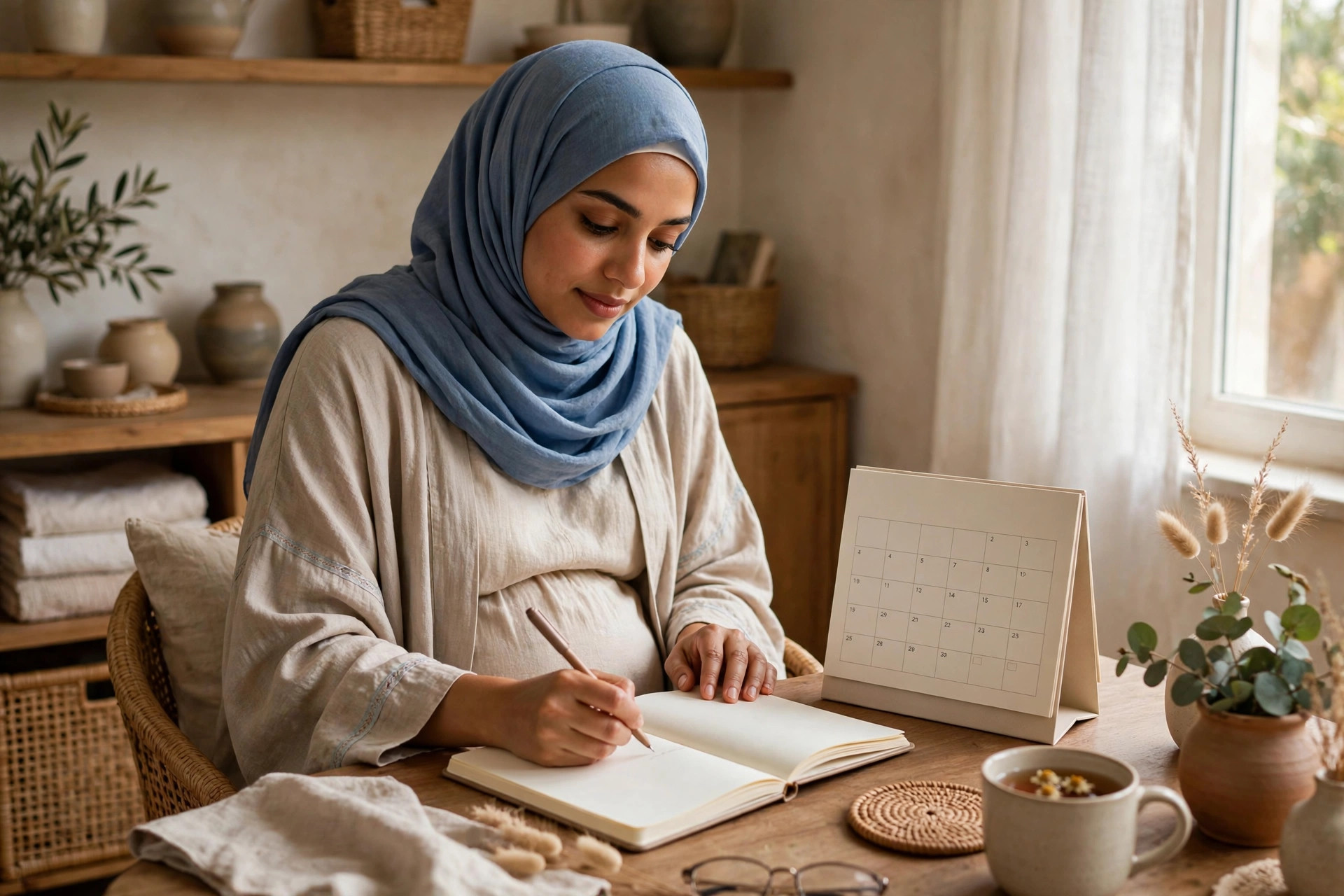 حامل عربية تتابع أسابيع الحمل في مفكرة الحمل الأسبوعية